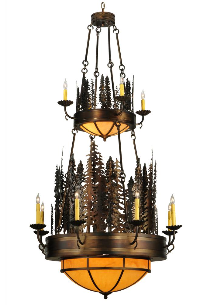 40" Wide Walden Pine 14 Light Two Tier Chandelier