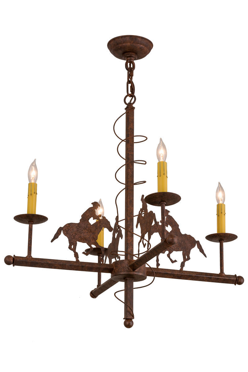 26" Wide Cowboy 4 Light Chandelier