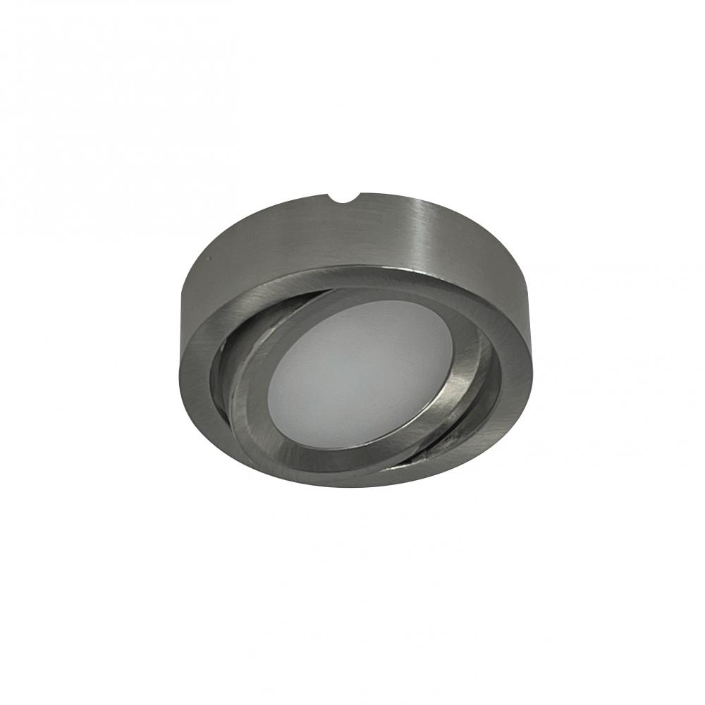 12V Josh Adjustable LED Puck Light, 300lm / 4000K, Brushed Nickel Finish