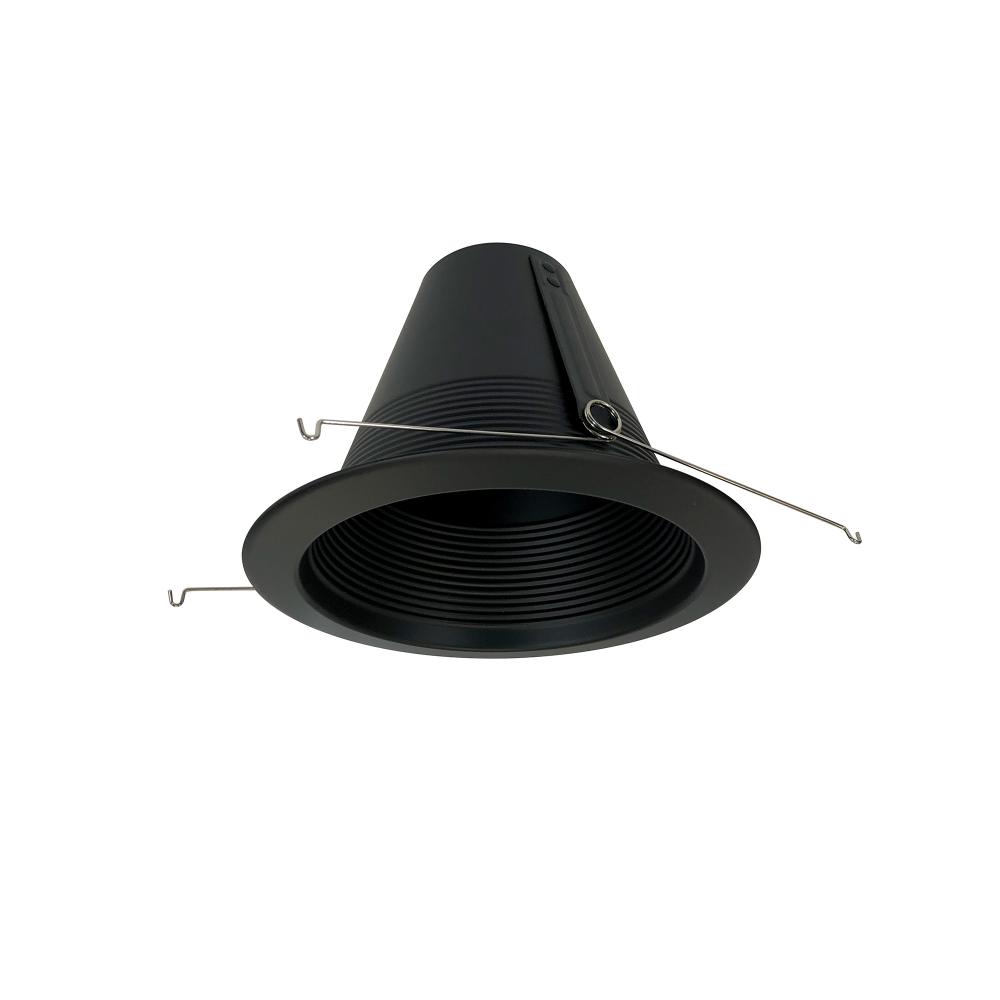 6" Air-Tight Aluminum Baffle Cone w/ Flange, Black