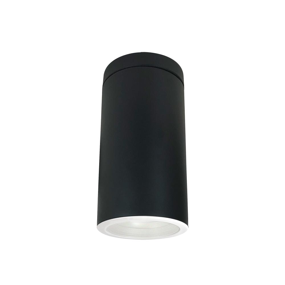 6" Cylinder, Black, Surface Mount, Incandescent, Baf., White