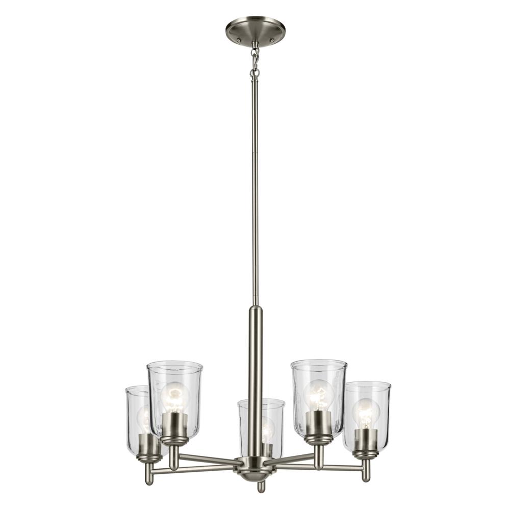 Shailene 15.25" 5-Light Chandelier with Clear Glass in Brushed Nickel
