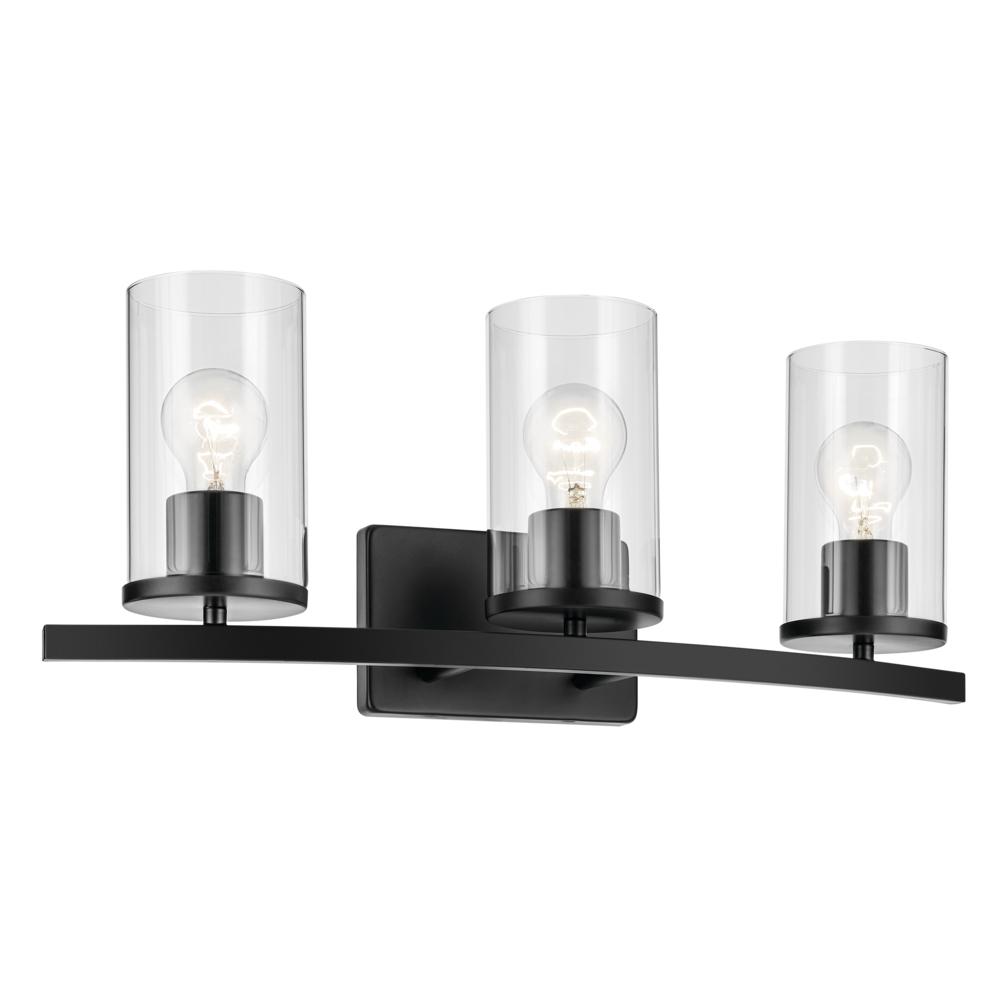 Crosby 23" 3-Light Vanity Light with Clear Glass in Black