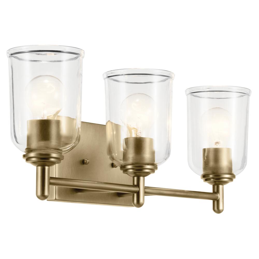 Shailene 21" 3-Light Vanity Light with Clear Glass in Natural Brass