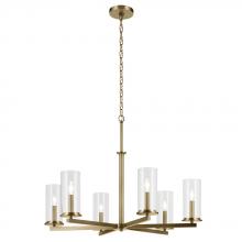Kichler 44013NBR - Crosby 21.5" 6-Light Chandelier with Clear Glass in Natural Brass