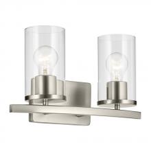 Kichler 45496NICLR - Crosby 15.25" 2-Light Vanity Light with Clear Glass in Brushed Nickel