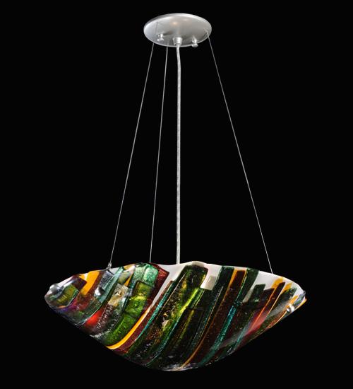 18"W Metro Fusion Penna Di Pavone Glass Inverted Pendant