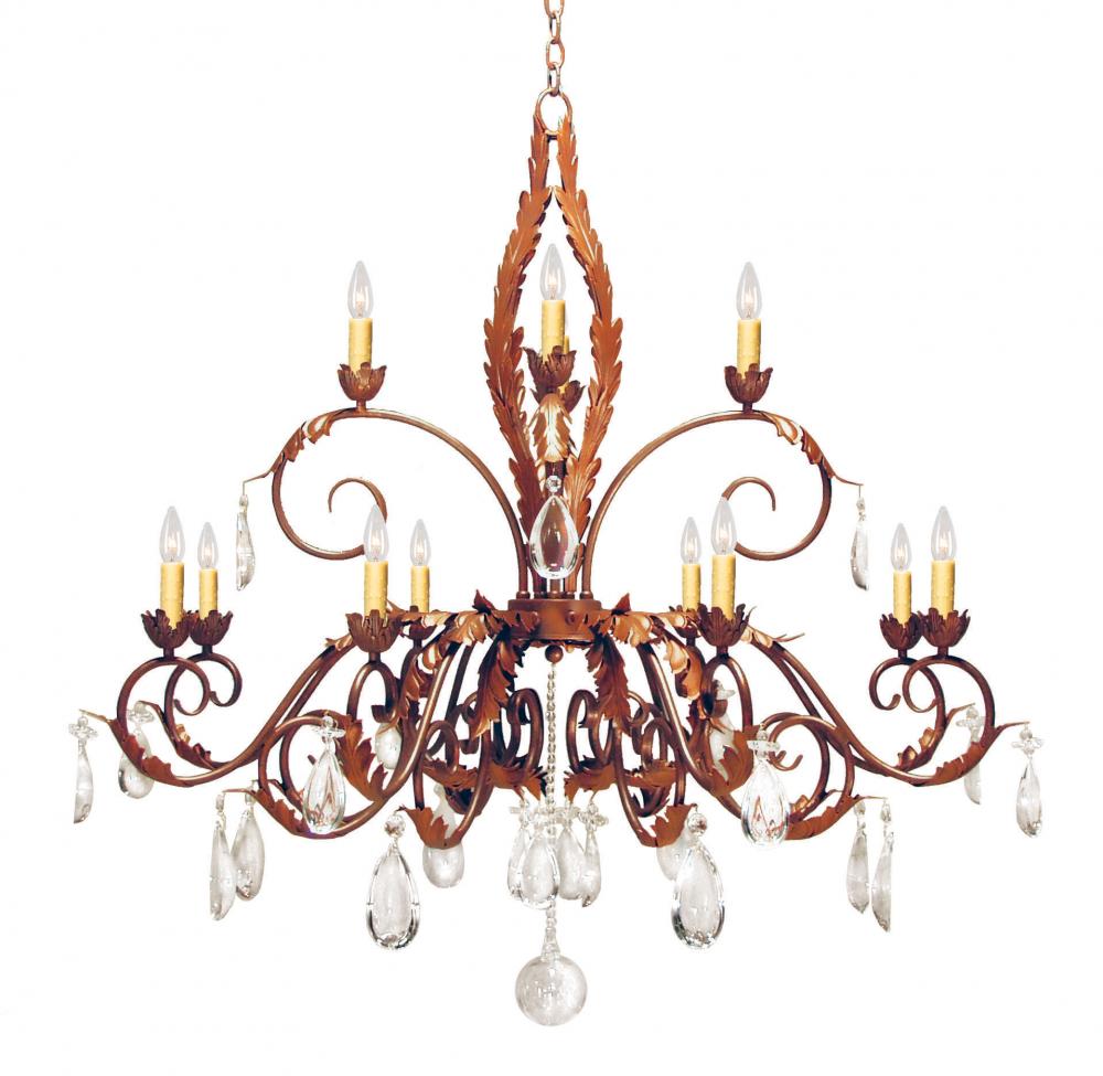 48" Wide Country French 12 Light Two Tier Chandelier