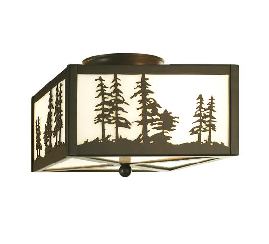 10"Sq Tall Pines Flushmount