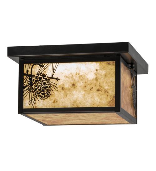 12"Sq Hyde Park Winter Pine LED Flushmount