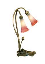 Meyda Blue 14170 - 16"H Pink/White Pond Lily 2 LT Accent Lamp