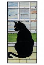 Meyda Blue 164772 - 20"W X 42"H Cat in Window Stained Glass Window