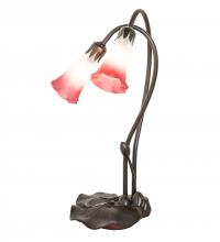 Meyda Blue 173759 - 16" High Pink/White Tiffany Pond Lily 2 Light Accent Lamp