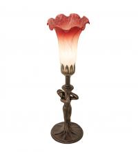 Meyda Blue 20289 - 15" High Pink/White Tiffany Pond Lily Nouveau Lady Mini Lamp
