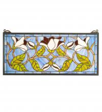 Meyda Blue 204638 - 25" Wide X 11" High Magnolia Stained Glass Window