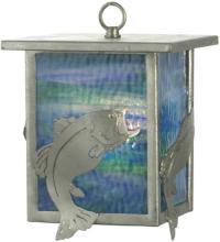 Meyda Blue 81118 - 8"W Leaping Bass Lantern Mini Pendant