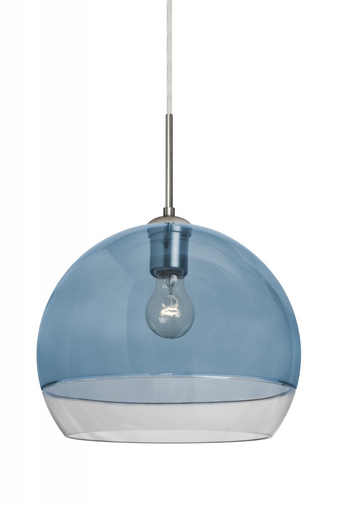 Besa, Ally 12 Cord Pendant, Coral Blue/Clear, Satin Nickel Finish, 1x60W Medium Base