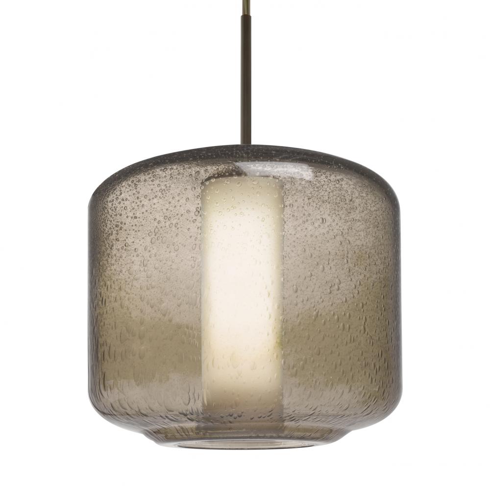 Besa Niles 10 Pendant, Smoke Bubble/Opal, Bronze Finish, 1x5W LED