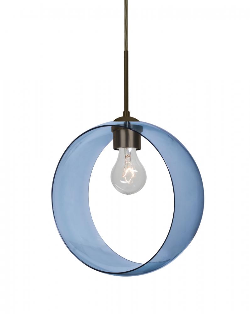 Besa, Plato Cord Pendant, Blue, Bronze Finish, 1x60W Medium Base