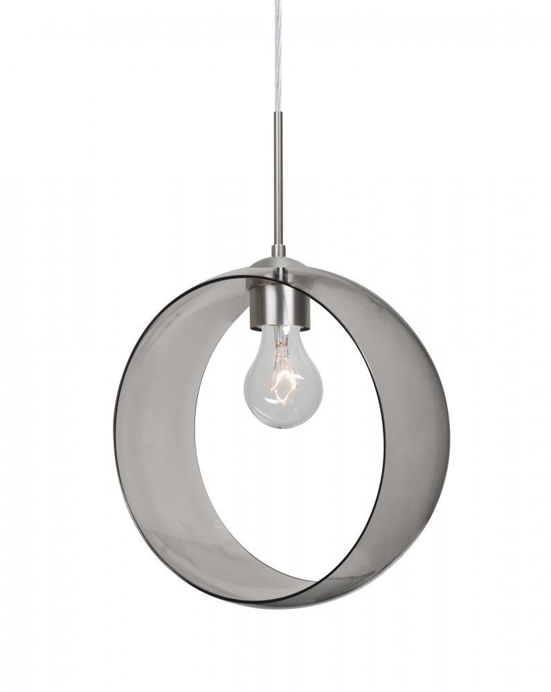 Besa, Plato Cord Pendant, Smoke, Satin Nickel Finish, 1x60W Medium Base