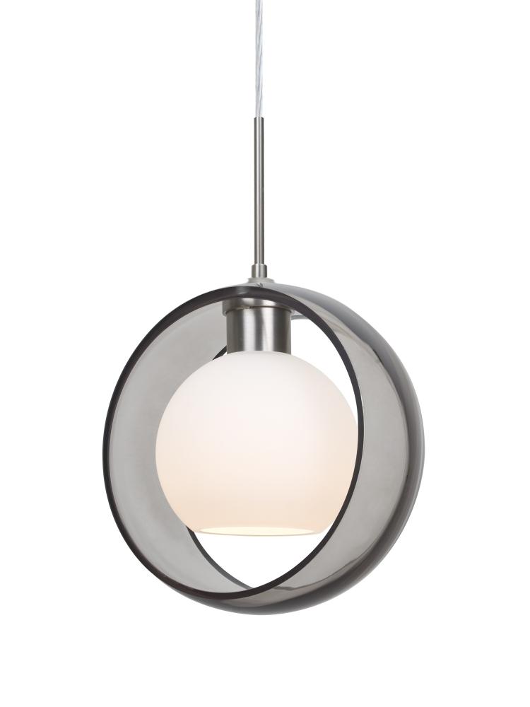 Besa Mana Pendant, Smoke/Opal, Satin Nickel Finish, 1x60W Medium Base