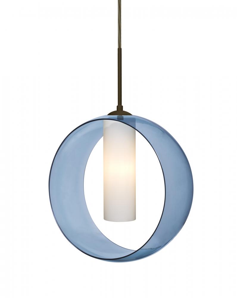 Besa, Plato Cord Pendant, Blue/Opal, Bronze Finish, 1x5W LED