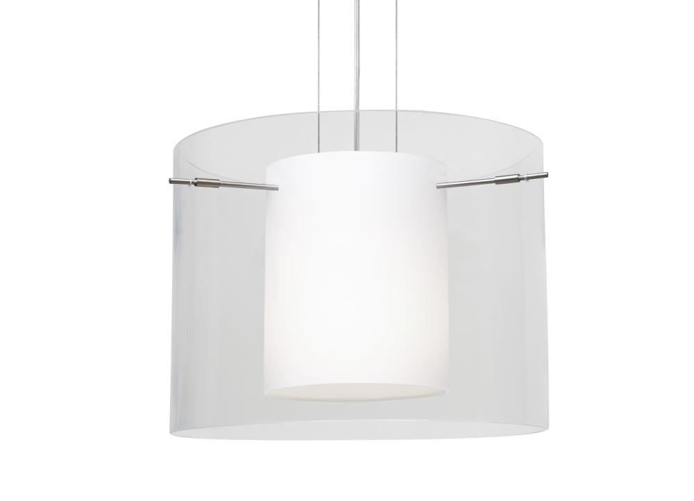 Besa Pahu 16 LED Pendant 1Kg Clear/Opal Satin Nickel 1x11W LED