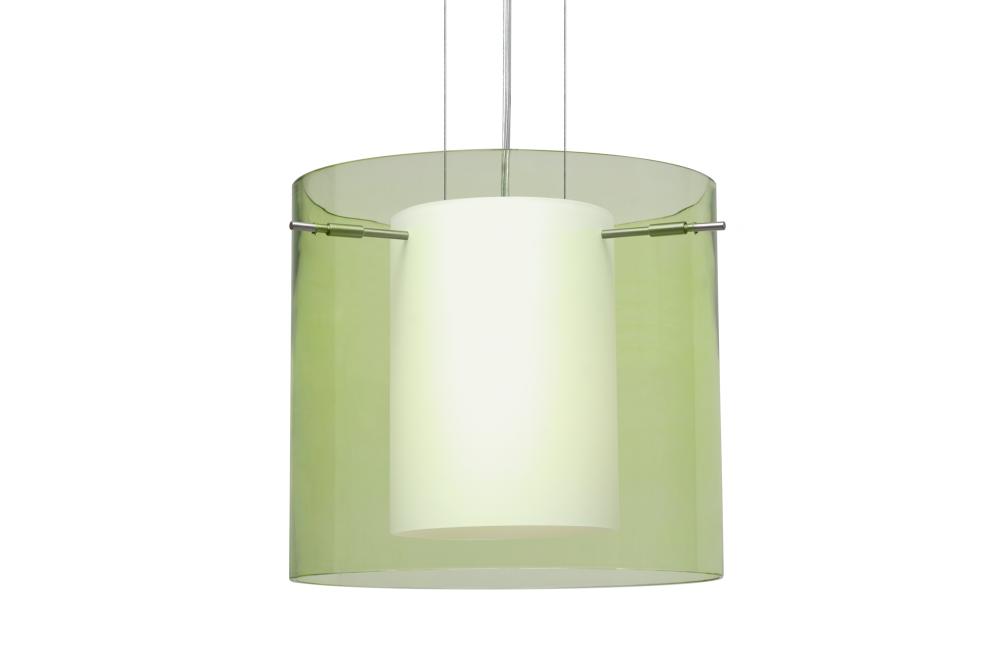 Besa Pendant Pahu 12 Satin Nickel Transparent Olive 1x100W Medium Base