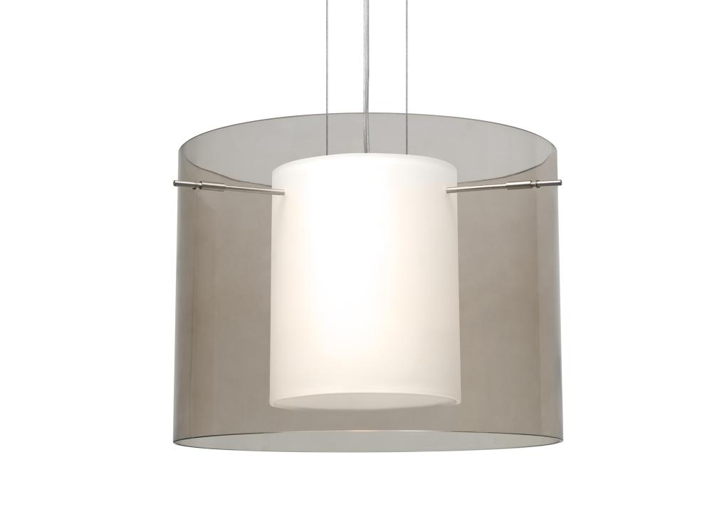 Besa Pendant Pahu 16 Satin Nickel Transparent Smoke/Opal 1x11W LED