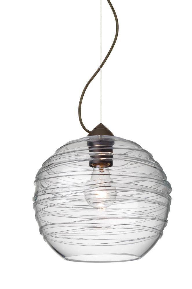 Besa Wave 10 Pendant Bronze Clear 1x60W Medium Base