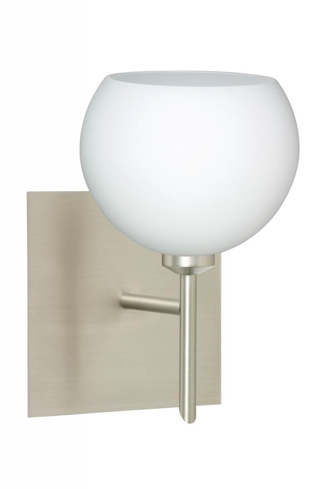 Besa Wall With SQ Canopy Palla 5 Satin Nickel Opal Matte 1x5W LED