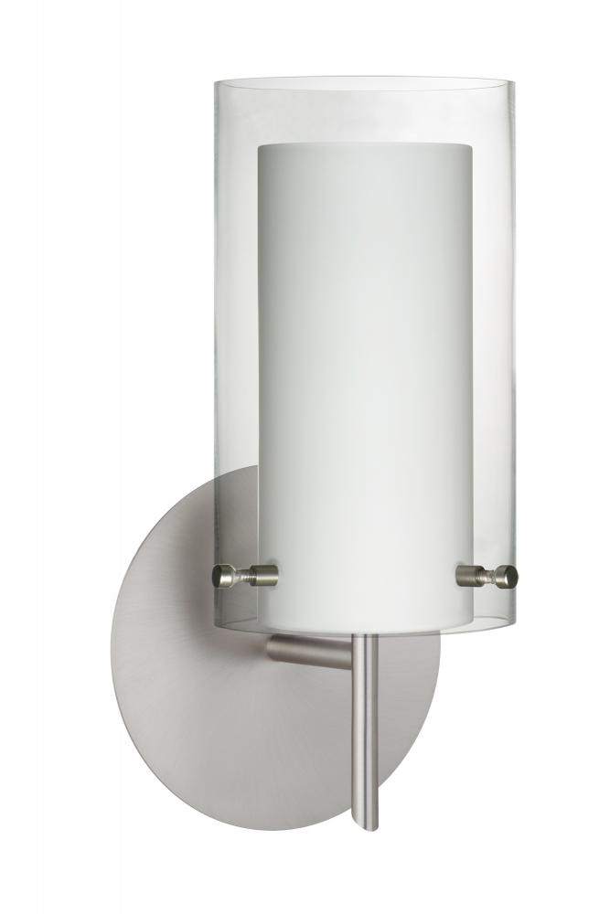 Besa Pahu 4 Wall 1SW Clear/Opal Satin Nickel 1x5W LED