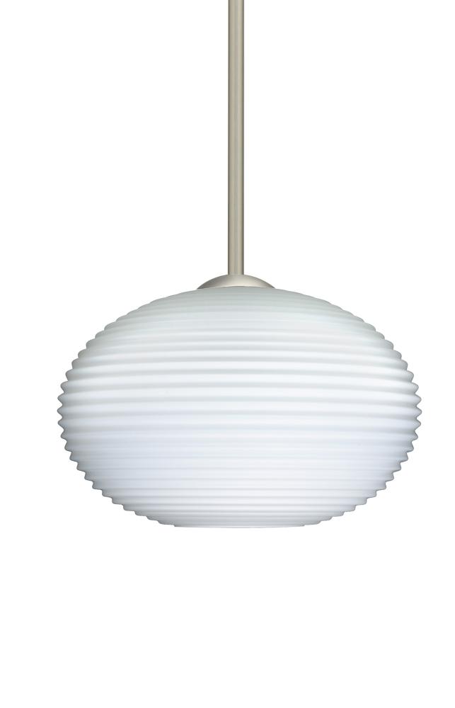 Besa Stem Pendant Pape 10 Satin Nickel Opal Ribbed 1x9W LED