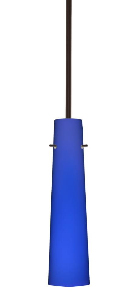 Besa Camino Stem Pendant Bronze Cobalt Blue Matte 1x40W Halogen