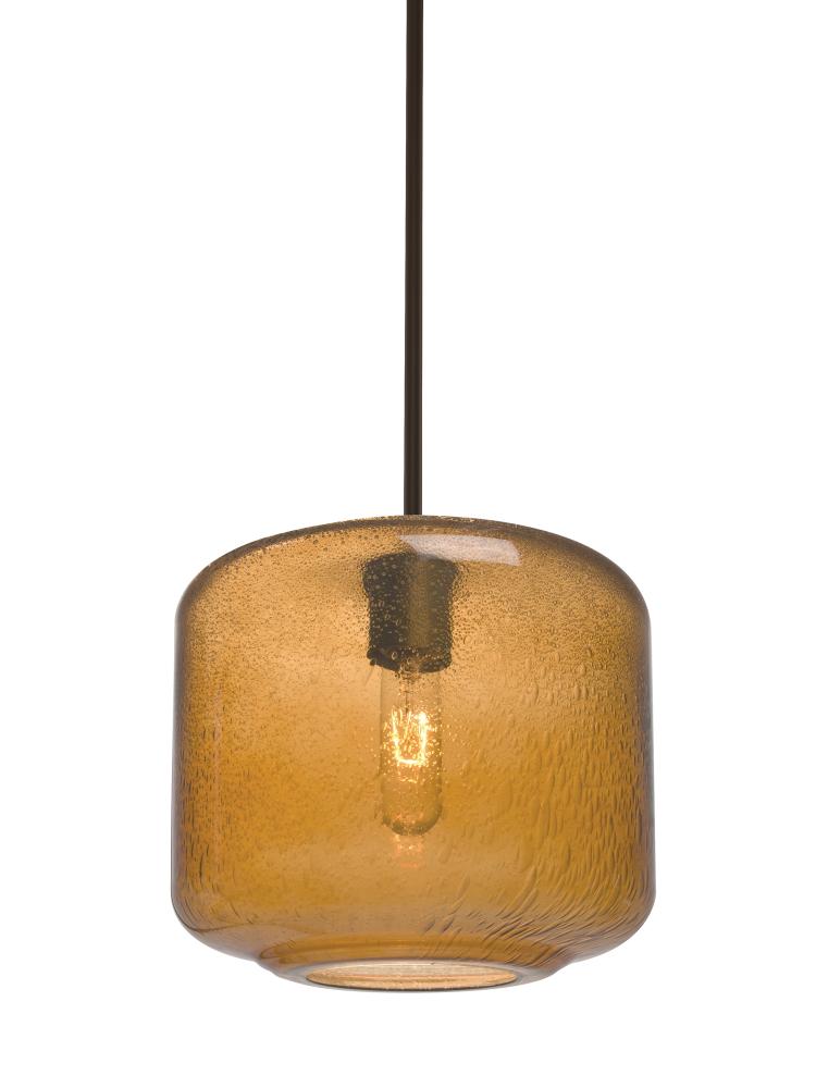 Besa Niles 10 Pendant, Amber Bubble, Bronze Finish, 1x60W Medium Base T10