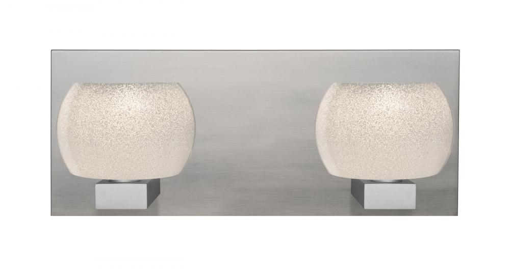 Besa, Keno Vanity, White Sand, Satin Nickel Finish, 2x3W LED