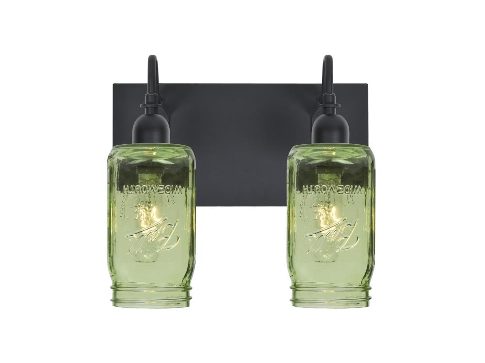 Besa Milo 4 Vanity, Green, Black Finish, 2x60W Medium Base