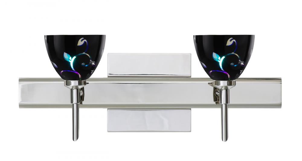 Besa Divi Wall With SQ Canopy 2SW Black Dicro Vine Chrome 2x5W LED