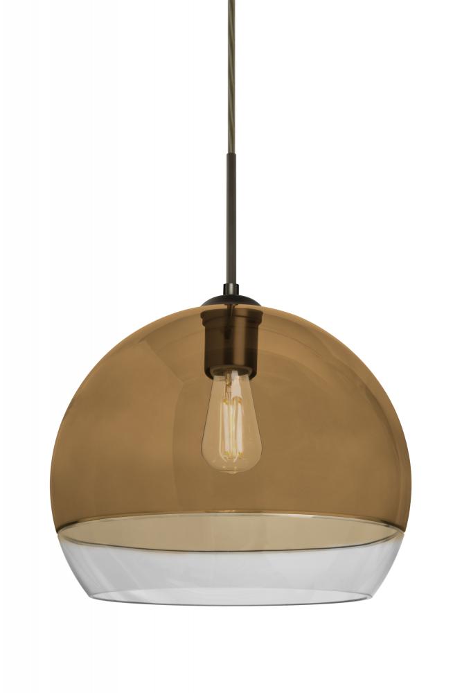 Besa, Ally 12 Cord Pendant For Multiport Canopy, Amber/Clear, Bronze Finish, 1x5W LED