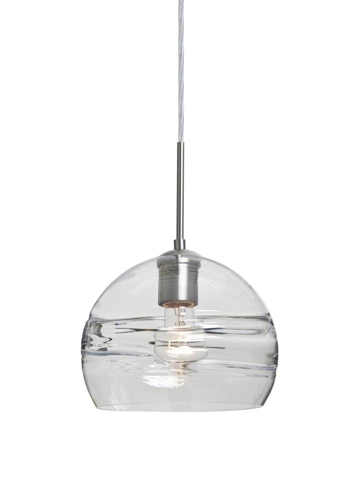 Besa Spirit 8 Pendant For Multiport Canopy, Clear, Satin Nickel Finish, 1x60W Medium