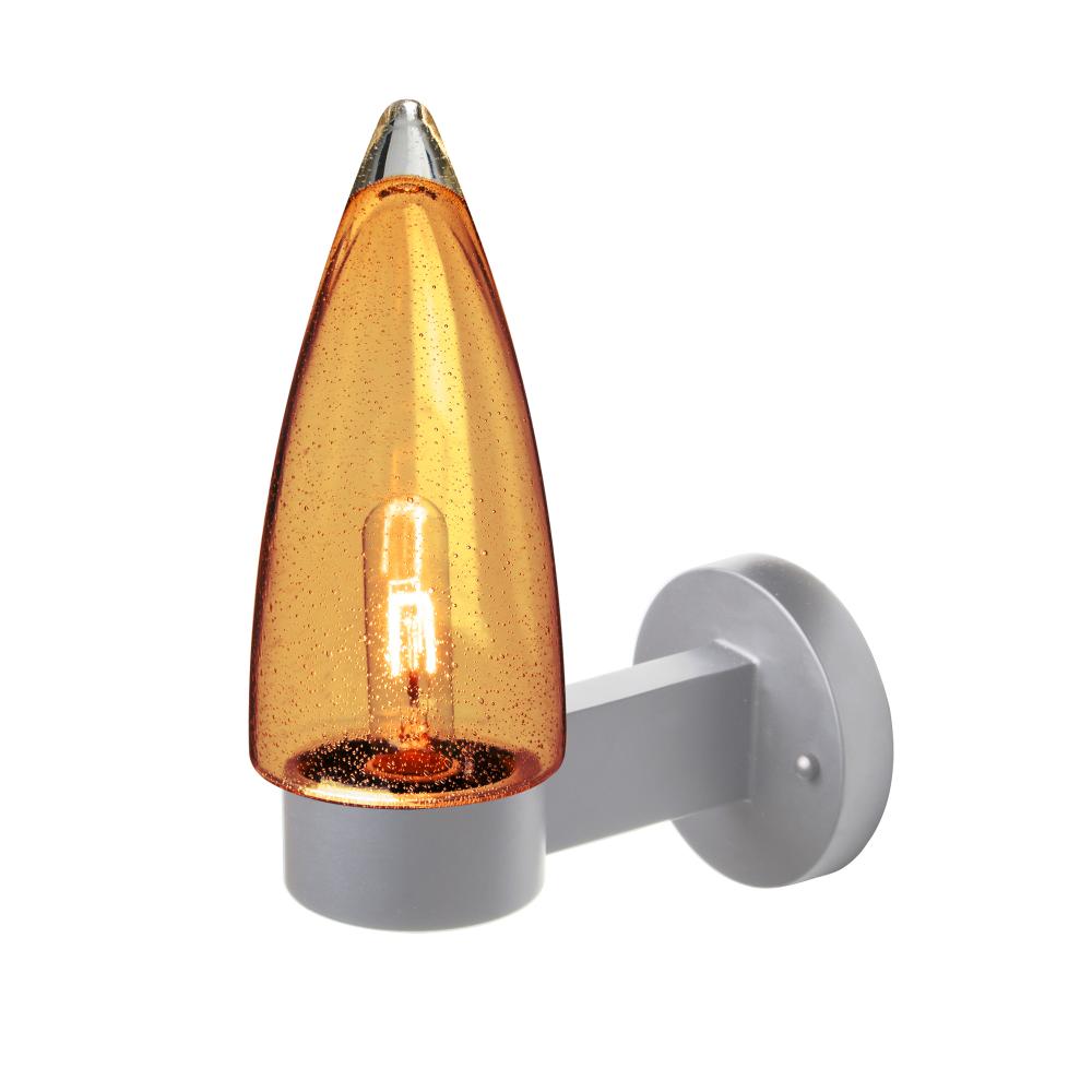 Sulu Outdoor Sconce, Amber Bubble, Silver Finish, 1x5W LED Filament