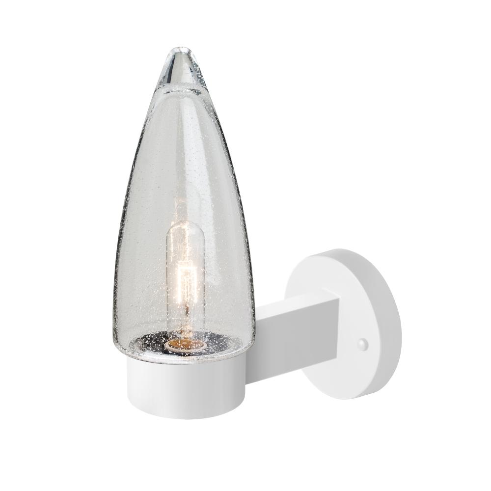 Sulu Outdoor Sconce, Clear Bubble, White Finish, 1x60W Medium Base