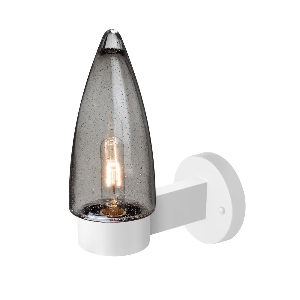 Sulu Outdoor Sconce, Smoke Bubble, White Finish, 1x60W Medium Base