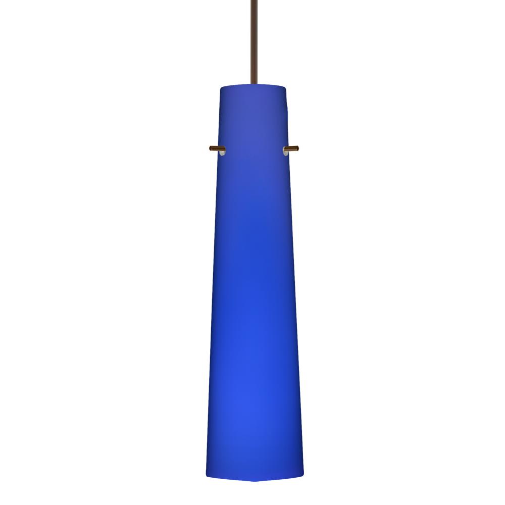 Besa Camino Pendant for Multiport Canopy Bronze Cobalt Blue Matte 1x50W Halogen, 15Ft. Cor