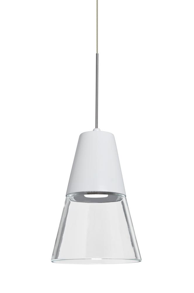 Besa, Timo 6 Cord Pendant For Multiport Canopies,Clear/White, Satin Nickel Finish, 1x