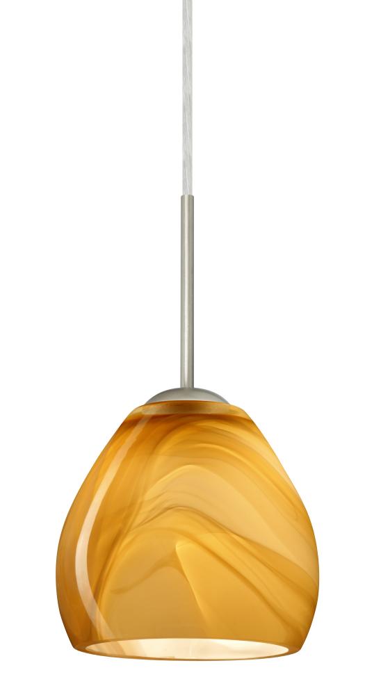 Besa Bolla Pendant For Multiport Canopy Satin Nickel Honey 1x50W Candelabra