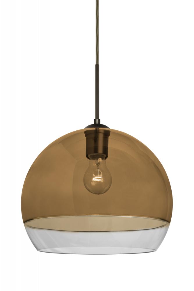 Besa, Ally 12 Cord Pendant For Multiport Canopy, Amber/Clear, Bronze Finish, 1x60W Me