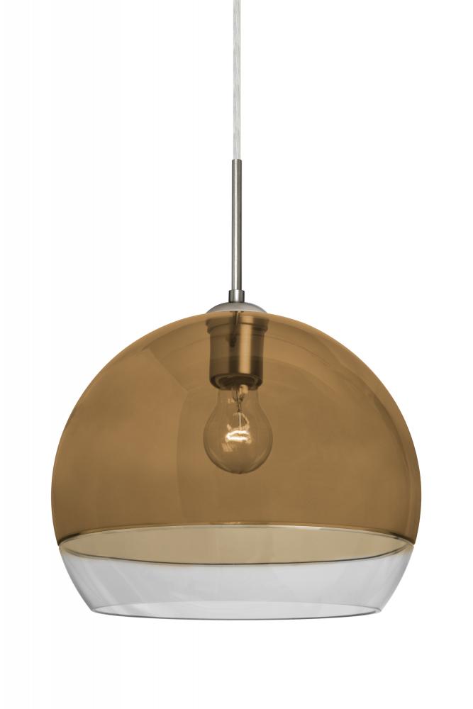 Besa, Ally 12 Cord Pendant For Multiport Canopy, Amber/Clear, Satin Nickel Finish, 1x