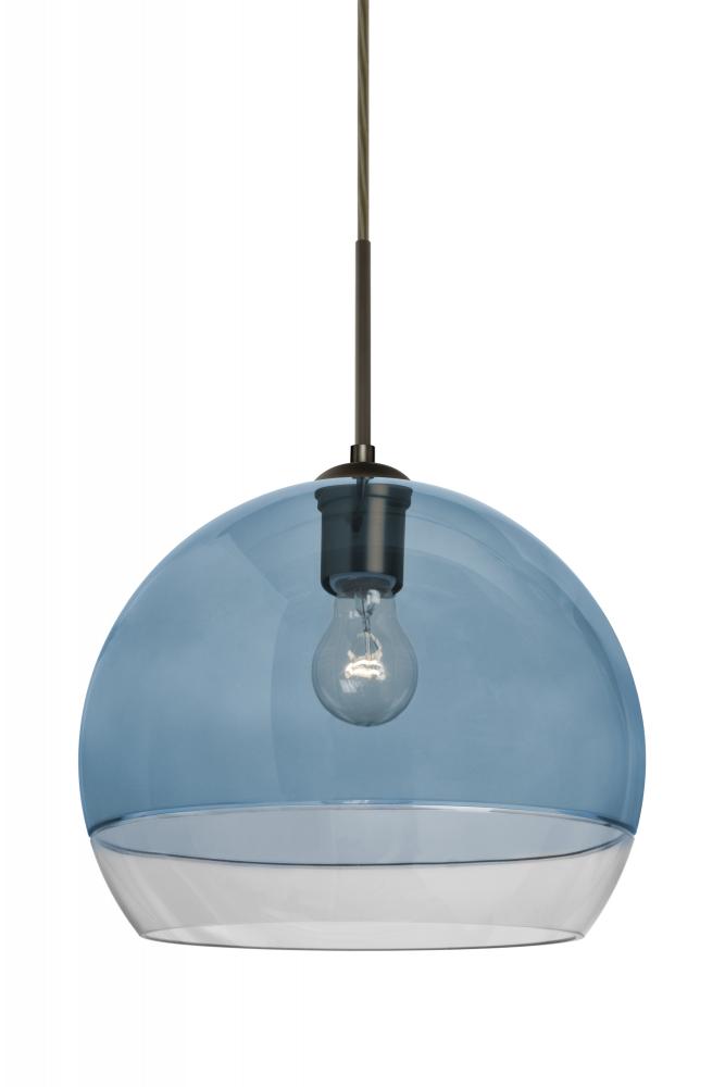 Besa, Ally 12 Cord Pendant For Multiport Canopy, Coral Blue/Clear, Bronze Finish, 1x6
