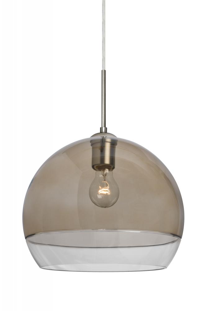 Besa, Ally 12 Cord Pendant For Multiport Canopy, Smoke/Clear, Satin Nickel Finish, 1x